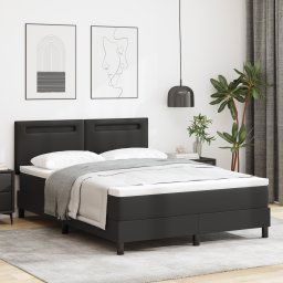 vidaXL Bed Frame with Mattress Black 160 x 200 cm Faux leather