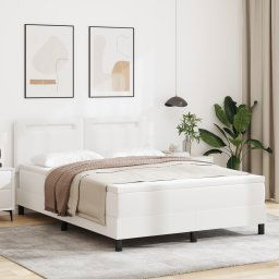 vidaXL Bed Frame with Mattress White 160 x 200 cm Faux leather