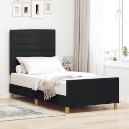 vidaXL Bed Frame with Headboard Black 100 x 200 cm Fabric