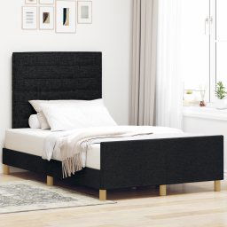 vidaXL Bed Frame with Headboard Black 120 x 190 cm Fabric
