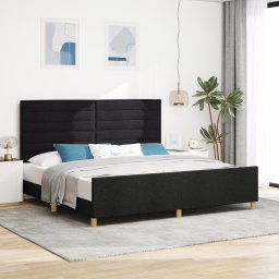 vidaXL Bed Frame with Headboard Black 200 x 200 cm Fabric