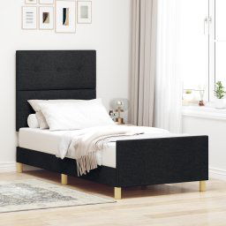 vidaXL Bed Frame with Headboard Black 80 x 200 cm Fabric