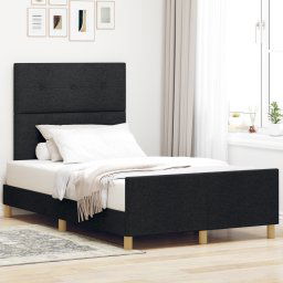 vidaXL Bed Frame with Headboard Black 120 x 200 cm Fabric