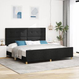 vidaXL Bed Frame with Headboard Black 200 x 200 cm Fabric
