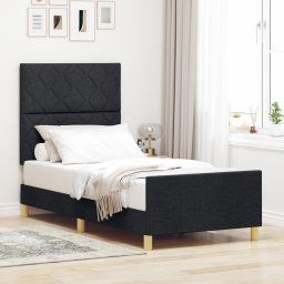 vidaXL Bed Frame with Headboard Black 100 x 200 cm Fabric