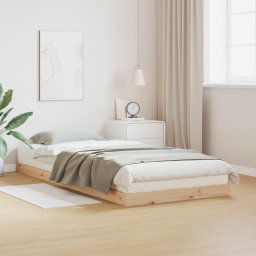 vidaXL Floor Bed Frame Natural 100 x 220 cm Solid Pine wood