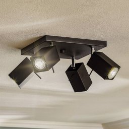 SOLLUX LIGHTING Ceiling spotlight Square, black, 4-bulb, square