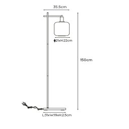 Lucide Joanet floor lamp, smoked glass lampshade