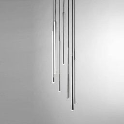 SIGMA Sopel Lux pendant light, 7-bulb, round, black/silver, G9
