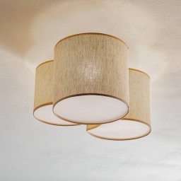 TK Lighting Mona Nature ceiling light, 3-bulb, natural linen