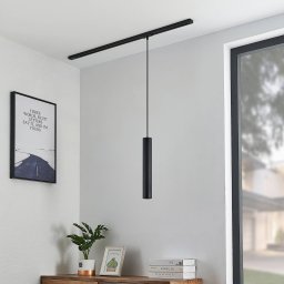 Lindby hanging light Linaro, 40 cm, black, 1-phase, GU10
