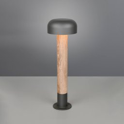 Trio Lighting Fraser path light, grey/wood look, aluminium, IP54, height 84.5 cm