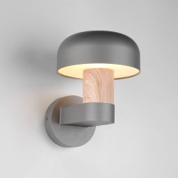 Trio Lighting Fraser outdoor wall light, grey/wood look, aluminium, IP54, E27