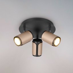 Trio Lighting Ceiling spotlight Gillan, coffee, 3-bulb, round, metal, GU10