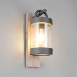 Trio Lighting Sambesi outdoor wall light, wood look, twilight sensor, aluminium