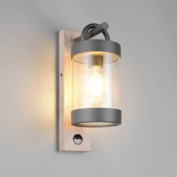 Trio Lighting Sambesi outdoor wall lamp, wood look, die-cast aluminium, sensor