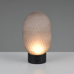 Trio Lighting LED rechargeable table lamp Facette, smoky grey, USB, glass