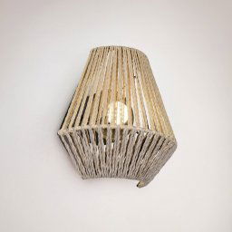 Reality Leuchten LED battery-powered wall light Lira, brown, paper yarn, touch, H 19 cm