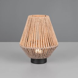 Reality Leuchten LED rechargeable table lamp Lira, brown, paper yarn, height 22 cm