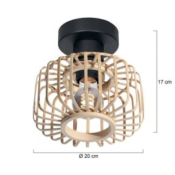 Steinhauer Bloeba ceiling light, Ø 20 cm, wood, natural, E27