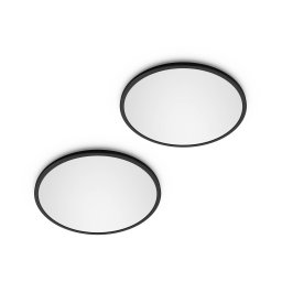 Philips LED SuperSlim 2-pack black IP44 Ø 30cm 2,700K