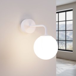 SOLLUX LIGHTING Astral wall lamp, white, projection 22 cm, steel/glass