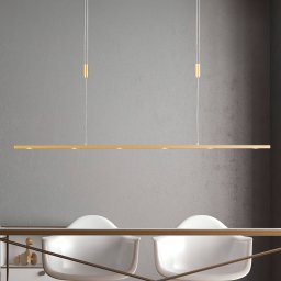 Quitani LED hanging light Tolu, length 119 cm, brass