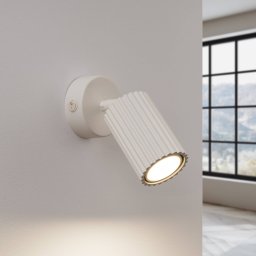 SOLLUX LIGHTING Carbon wall spotlight, beige, projection 16 cm, switch, aluminium