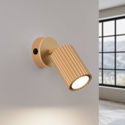 SOLLUX LIGHTING Wall spotlight carbon, gold-coloured, projection 16 cm, switch