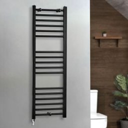 HudsonReed Scaldasalviette Elettrico Diritto Nero - 1200mm x 400mm - con Elemento Semplice Cablato - Nox - ECOSO by Hudson Reed