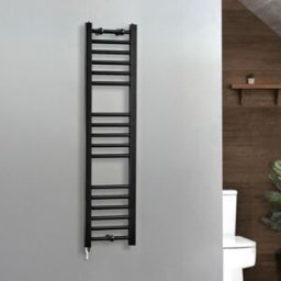 HudsonReed Scaldasalviette Elettrico Diritto Nero - 1200mm x 300mm - con Elemento Semplice Cablato - Nox - ECOSO by Hudson Reed