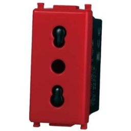 Ettroit Presa Italiana Compatibile Vimar Plana 2p+t 10/16a 250v Colore Rosso Ev2016