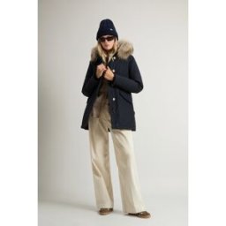 Woolrich donna Arctic Parka in Ramar Cloth con pelliccia removibile Blu Taglia M