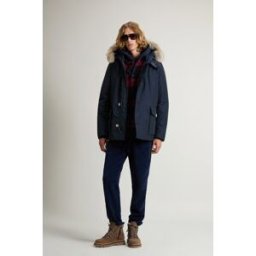 Woolrich uomo Arctic Anorak in Ramar Cloth con pelliccia removibile Blu Taglia XS