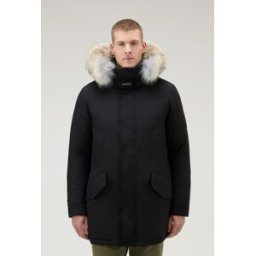 Woolrich uomo Polar Parka in Ramar Cloth con collo alto e bordo in pelliccia Nero Taglia XL