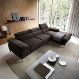 garneroarredamenti Divano letto regolabile angolare destra 4 posti 288x182cm tessuto marrone Loungey