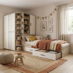 garneroarredamenti Cameretta 352x124cm con cabina armadio rovere beige champagne Fabio Gihome®