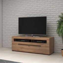 garneroarredamenti Mobile porta TV 140x52h cm moderna 1 cassetto rovere nero Maiorca