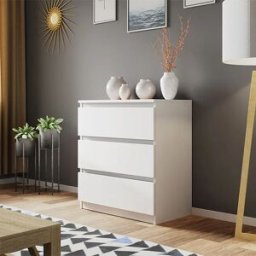 garneroarredamenti Cassettiera 70x77h cm 3 cassetti moderna bianco Rotterdam