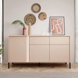 garneroarredamenti Madia 153x82cm 3 ante 2 cassetti moderna beige Melly