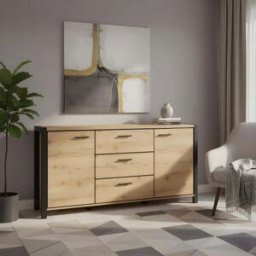 garneroarredamenti Madia 180x91h cm moderna industrial quercia nero opaco Neive