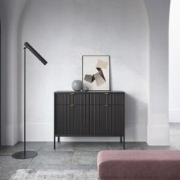 garneroarredamenti Madia 104x83h cm 2 ante 2 cassetti moderna nero cannettato Alisa