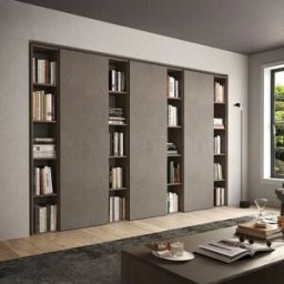 garneroarredamenti Libreria da parete 274x186h cm moderna marrone rovere scuro Sunset 89
