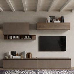 garneroarredamenti Parete attrezzata 276x190h cm design rovere marrone scuro Sunset 27