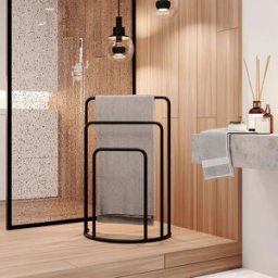 garneroarredamenti Portasciugamani da bagno 50x75h cm 3 livelli nero Marinella