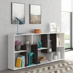 garneroarredamenti Libreria orizzontale 180x80h cm moderna bianco opaco ossido Texas