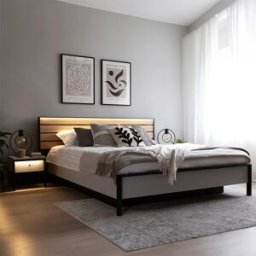 garneroarredamenti Letto matrimoniale contenitore 160x200cm con LED e presa USB-C grigio nero rovere Luna
