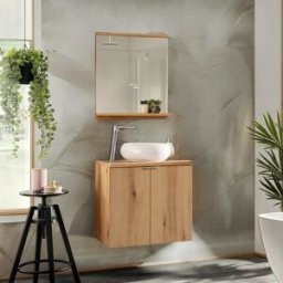 garneroarredamenti Mobile bagno sospeso 60cm 2 ante rovere Rovery