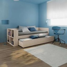 garneroarredamenti Letto singolo 90x200cm con letto estraibile e libreria reversibile rovere Claudio