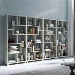 garneroarredamenti Libreria da parete 274x161h cm moderna soggiorno cemento Eliza